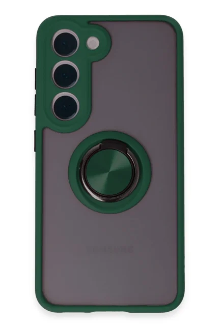 Uray store Samsung Galaxy S23 Kılıf Montreal Yüzüklü Silikon Kapak - Yeşil