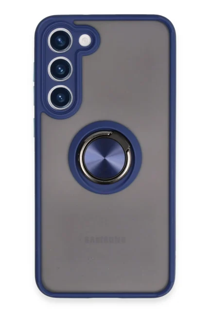 Uray store Samsung Galaxy S23 Plus Kılıf Montreal Yüzüklü Silikon Kapak - Lacivert
