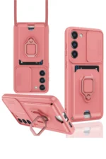 Uray store Samsung Galaxy S23 Plus Kılıf Zuma Kartvizitli Yüzüklü Silikon - Pembe