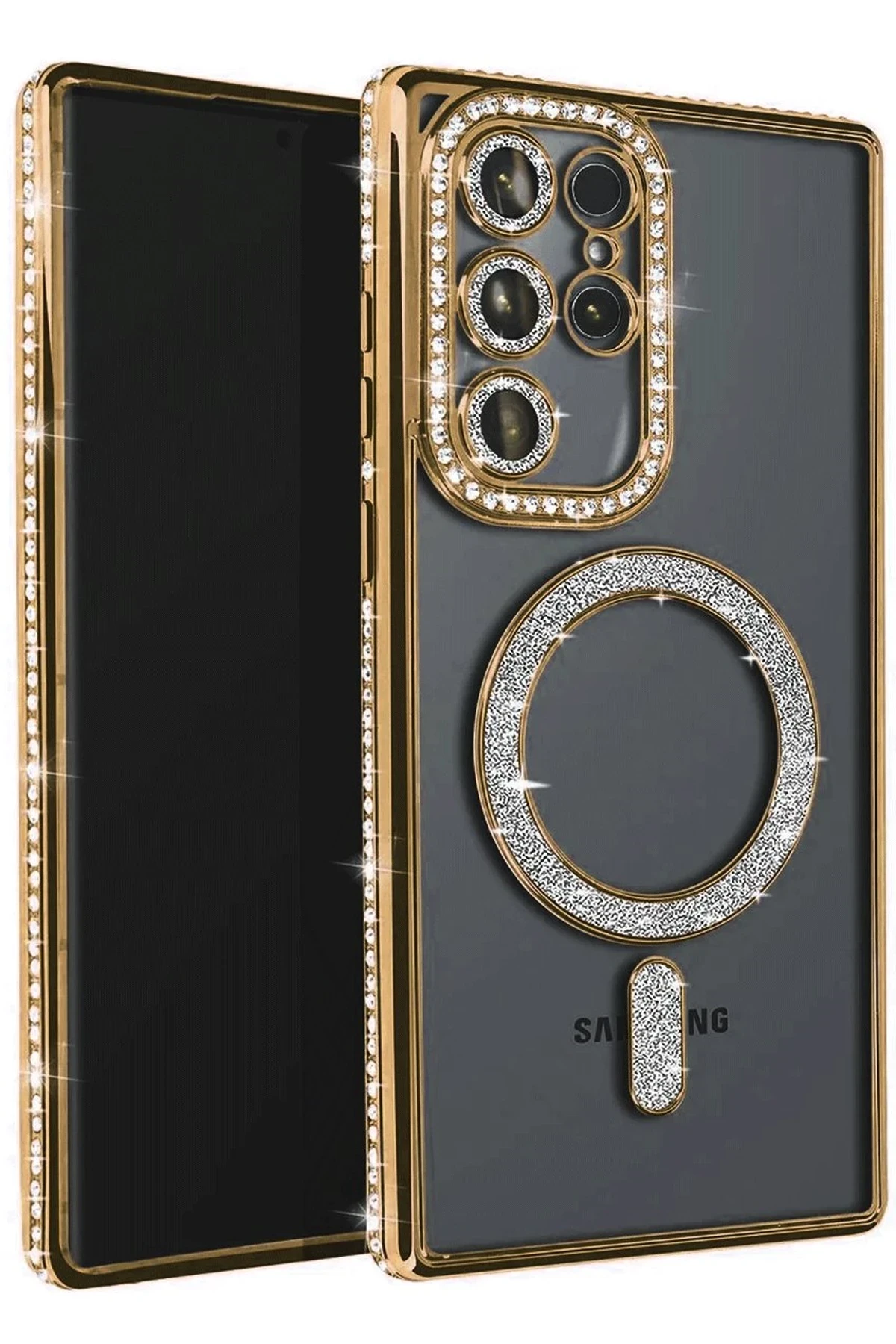 newface-samsung-galaxy-s23-ultra-joke-simli-magneticsafe-kilif-gold-default Uray store Samsung Galaxy S23 Ultra Joke Simli Magneticsafe Kılıf - Gold - Görsel 1