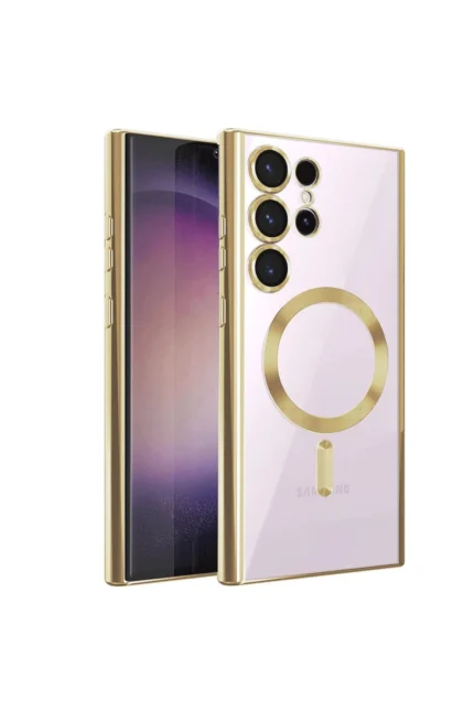 Uray store Samsung Galaxy S23 Ultra Kılıf Kross Magneticsafe Kapak - Gold