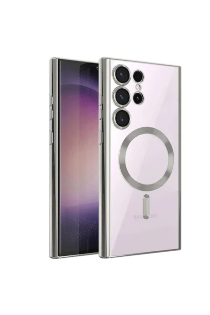 Uray store Samsung Galaxy S23 Ultra Kılıf Kross Magneticsafe Kapak - Gümüş