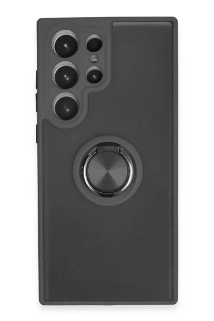 Uray store Samsung Galaxy S23 Ultra Kılıf Montreal Yüzüklü Silikon Kapak - Siyah