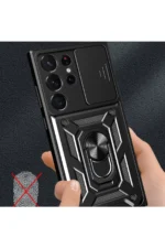 Uray store Samsung Galaxy S23 Ultra Kılıf Pars Lens Yüzüklü Silikon - Kırmızı - Görsel 2