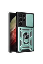 Uray store Samsung Galaxy S23 Ultra Kılıf Pars Lens Yüzüklü Silikon - Yeşil