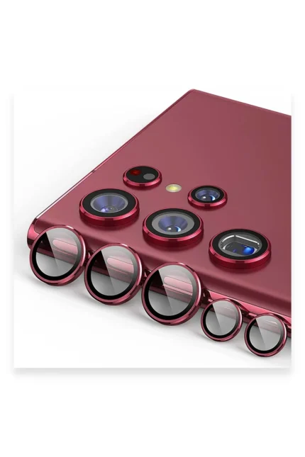 Uray store Samsung Galaxy S23 Ultra Valdez Metal Kamera Lens - Kırmızı