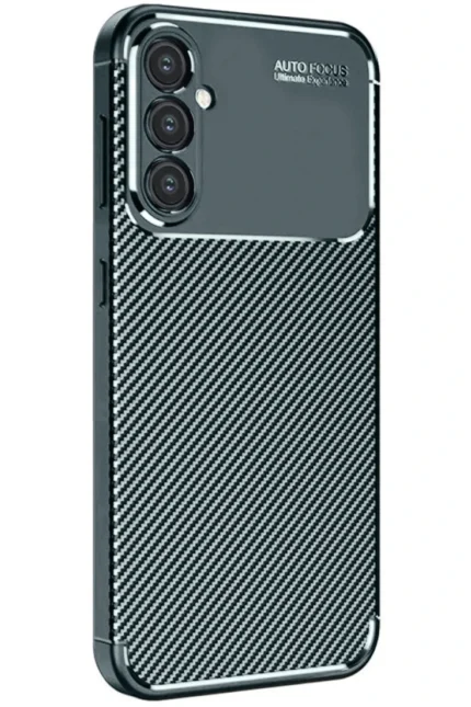 Uray store Samsung Galaxy S24 FE Kılıf Auto Focus Karbon Kapak - Koyu Yeşil