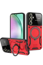 Uray store Samsung Galaxy S24 FE Kılıf Joy Lens Standlı Kapak - Kırmızı