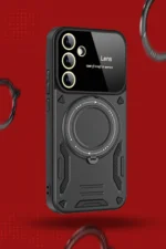 Uray store Samsung Galaxy S24 FE Kılıf Joy Lens Standlı Kapak - Kırmızı - Görsel 4