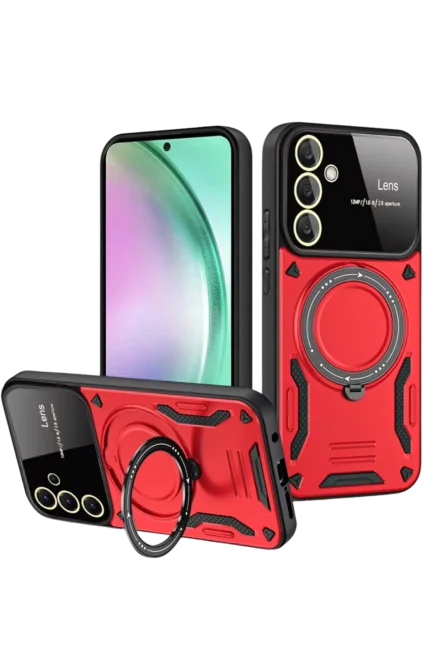 Uray store Samsung Galaxy S24 FE Kılıf Joy Lens Standlı Kapak - Kırmızı