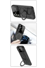 Uray store Samsung Galaxy S24 FE Kılıf Joy Lens Standlı Kapak - Siyah - Görsel 2