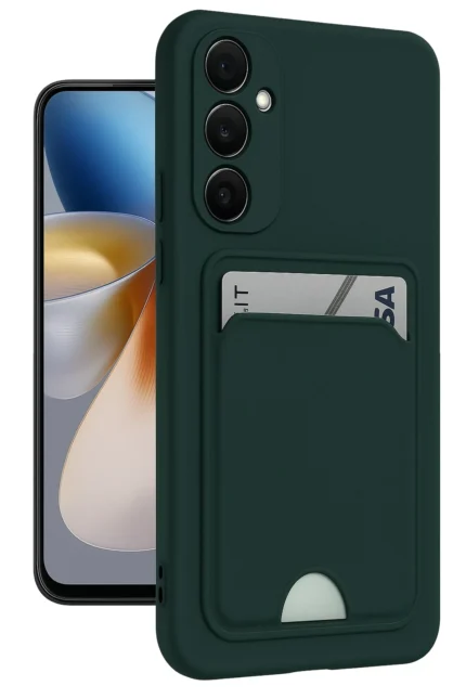Uray store Samsung Galaxy S24 FE Kılıf Kelvin Kartvizitli Silikon - Koyu Yeşil
