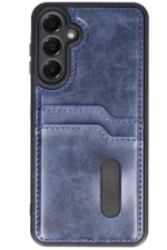 Uray store Samsung Galaxy S24 FE Kılıf Sara Kartvizitli Deri Kılıf - Lacivert