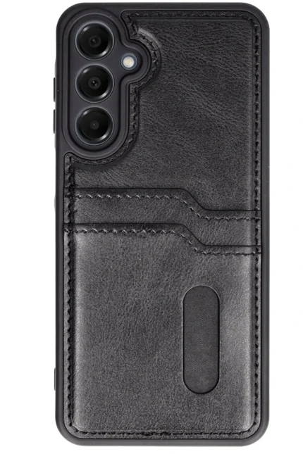 Uray store Samsung Galaxy S24 FE Kılıf Sara Kartvizitli Deri Kılıf - Siyah