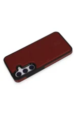 Uray store Samsung Galaxy S24 Kılıf Ozzi Magsafe Deri Kapak - Kırmızı - Görsel 3