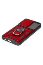 Uray store Samsung Galaxy S24 Kılıf Pars Lens Yüzüklü Silikon - Kırmızı - Görsel 5