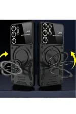 Uray store Samsung Galaxy S24 Ultra Kılıf Joy Lens Standlı Kapak - Kırmızı - Görsel 2