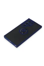 Uray store Samsung Galaxy S24 Ultra Kılıf Montreal Yüzüklü Silikon Kapak - Lacivert - Görsel 4