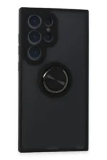 Uray store Samsung Galaxy S24 Ultra Kılıf Montreal Yüzüklü Silikon Kapak - Siyah