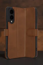 Uray store Samsung Galaxy S25 Edge Trend S Plus Kapaklı Kılıf - Taba - Görsel 5