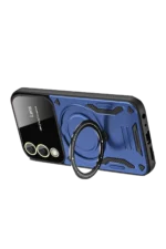 Uray store Samsung Galaxy S25 Edge Kılıf Joy Lens Standlı Kapak - Lacivert - Görsel 2