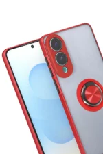Uray store Samsung Galaxy S25 Edge Kılıf Montreal Yüzüklü Silikon Kapak - Kırmızı - Görsel 2