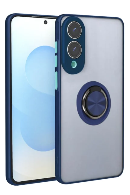 Uray store Samsung Galaxy S25 Edge Kılıf Montreal Yüzüklü Silikon Kapak - Lacivert