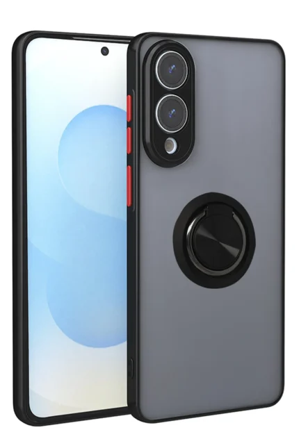 Uray store Samsung Galaxy S25 Edge Kılıf Montreal Yüzüklü Silikon Kapak - Siyah
