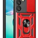 Uray store Samsung Galaxy S25 Plus Kılıf Pars Lens Yüzüklü Silikon - Kırmızı