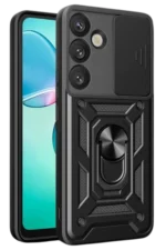 Uray store Samsung Galaxy S25 Plus Kılıf Pars Lens Yüzüklü Silikon - Siyah
