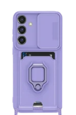 Uray store Samsung Galaxy S25 Plus Kılıf Zuma Kartvizitli Yüzüklü Silikon - Lila