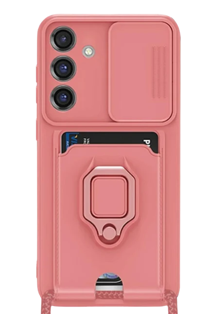 Uray store Samsung Galaxy S25 Plus Kılıf Zuma Kartvizitli Yüzüklü Silikon - Pembe