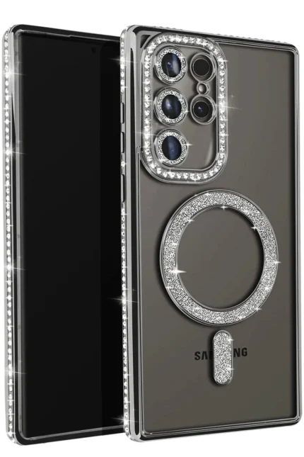 Uray store Samsung Galaxy S25 Ultra Kılıf Joke Simli Magneticsafe Kılıf - Siyah