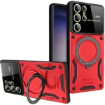 Uray store Samsung Galaxy S25 Ultra Kılıf Joy Lens Standlı Kapak - Kırmızı