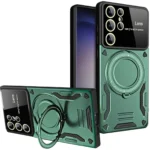 Uray store Samsung Galaxy S25 Ultra Kılıf Joy Lens Standlı Kapak - Koyu Yeşil