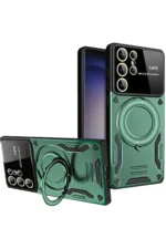 Uray store Samsung Galaxy S25 Ultra Kılıf Joy Lens Standlı Kapak - Koyu Yeşil