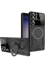 Uray store Samsung Galaxy S25 Ultra Kılıf Joy Lens Standlı Kapak - Siyah