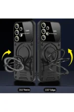 Uray store Samsung Galaxy S25 Ultra Kılıf Joy Lens Standlı Kapak - Siyah - Görsel 3