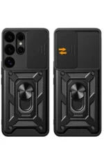 Uray store Samsung Galaxy S25 Ultra Kılıf Pars Lens Yüzüklü Silikon - Kırmızı - Görsel 2