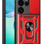 Uray store Samsung Galaxy S25 Ultra Kılıf Pars Lens Yüzüklü Silikon - Kırmızı