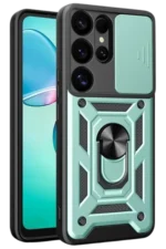 Uray store Samsung Galaxy S25 Ultra Kılıf Pars Lens Yüzüklü Silikon - Yeşil