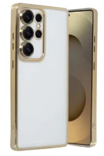 Uray store Samsung Galaxy S25 Ultra Kılıf Razer Lensli Silikon - Gold - Görsel 2