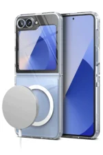 Uray store Samsung Galaxy Z Flip 6 Kılıf Magneticsafe Şeffaf Silikon - Şeffaf - Görsel 2