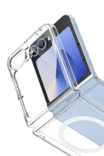Uray store Samsung Galaxy Z Flip 7 Kılıf Magneticsafe Şeffaf Silikon - Şeffaf - Görsel 2
