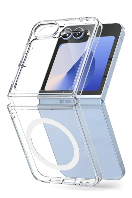 Uray store Samsung Galaxy Z Flip 7 Kılıf Magneticsafe Şeffaf Silikon - Şeffaf