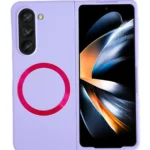 Uray store Samsung Galaxy Z Fold 5 Kılıf Mata Fold Kapak - Lila