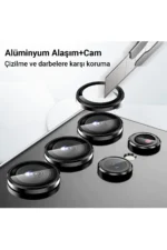 Uray store Samsung Galaxy Z Fold 5 Valdez Metal Kamera Lens - Krem - Görsel 3