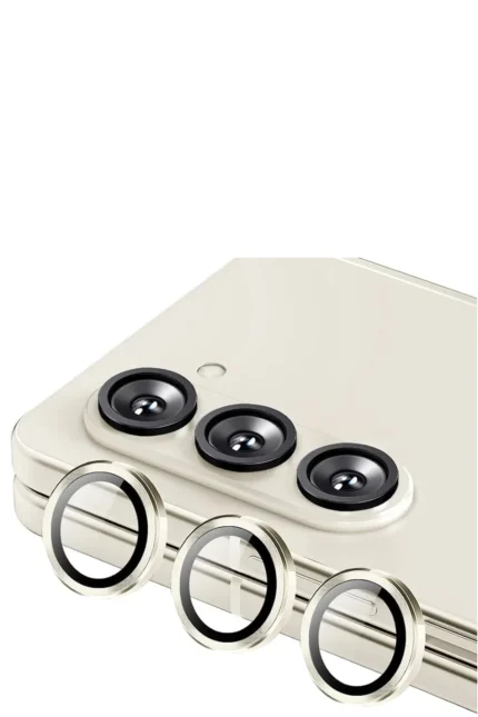 Uray store Samsung Galaxy Z Fold 5 Valdez Metal Kamera Lens - Krem