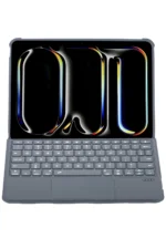 Uray store Apple T5510D iPad Pro 13 (2024) Kılıf Palermo Ledli Klavyeli Standlı Tablet Kılıfı - Siyah