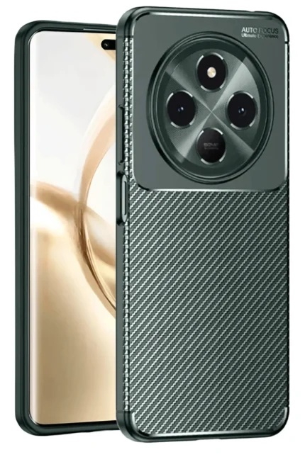 Uray store Tecno Spark 30 Kılıf Auto Focus Karbon Kapak - Koyu Yeşil